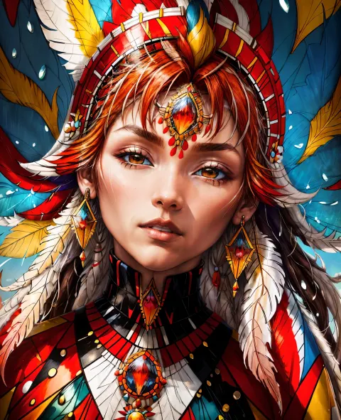 Psychedelic Native American Portrait