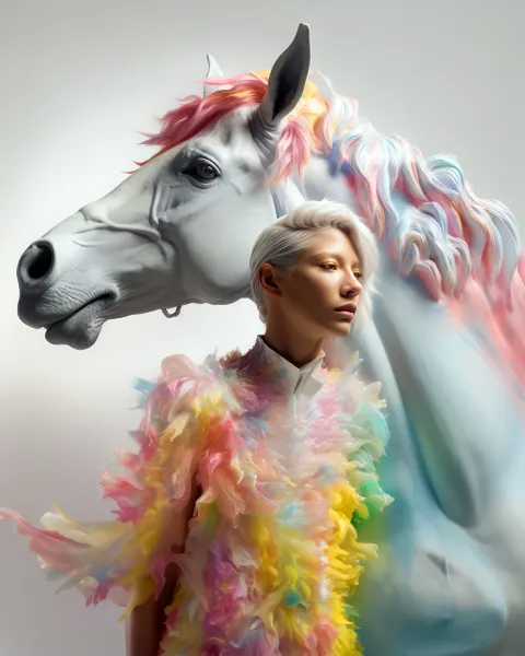 Woman and her unicorn