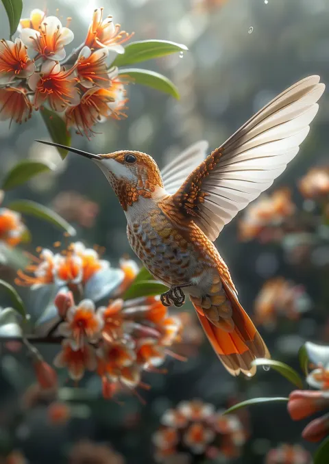 Hummingbird Flower Forest Wildlife