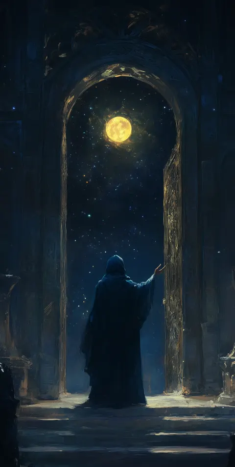 Figure Glowing Orb Space Door