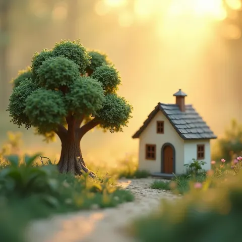 Stop Motion Tree and Building in Mist