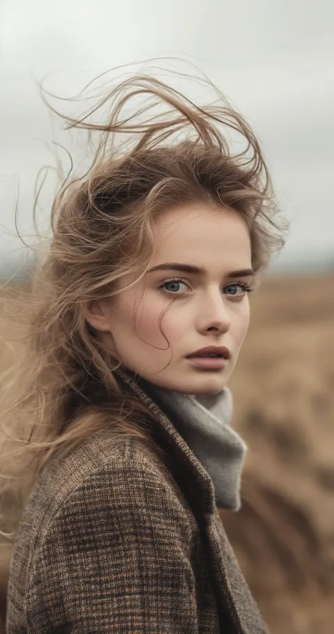 Woman Field Scottish Landscape
