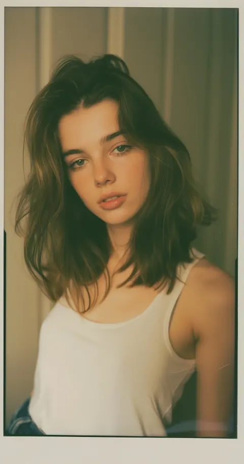 Woman 90s Style Polaroid Portrait