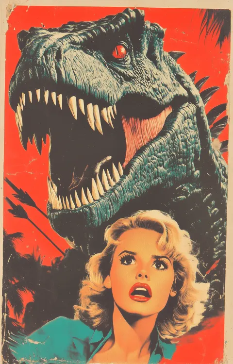 Blonde Woman Monster Dinosaur