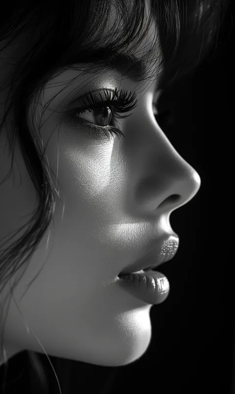 Woman Black White Shadow Portrait