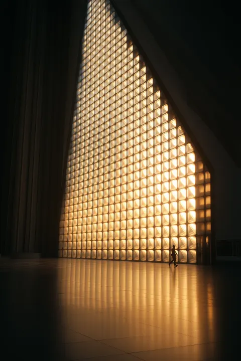 Geometric Glass Wall Silhouette