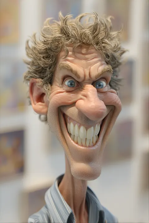 Cartoon Human Wild Grin