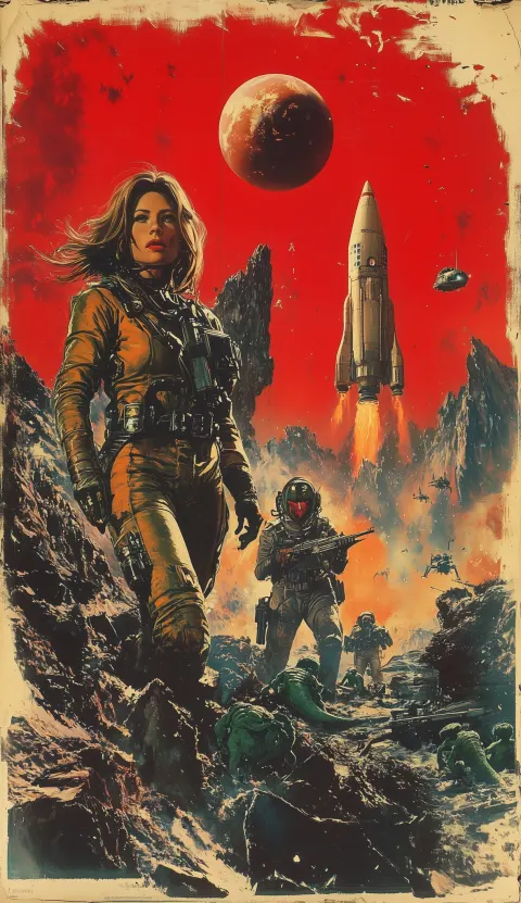 Alien Lizard Astronauts Retro