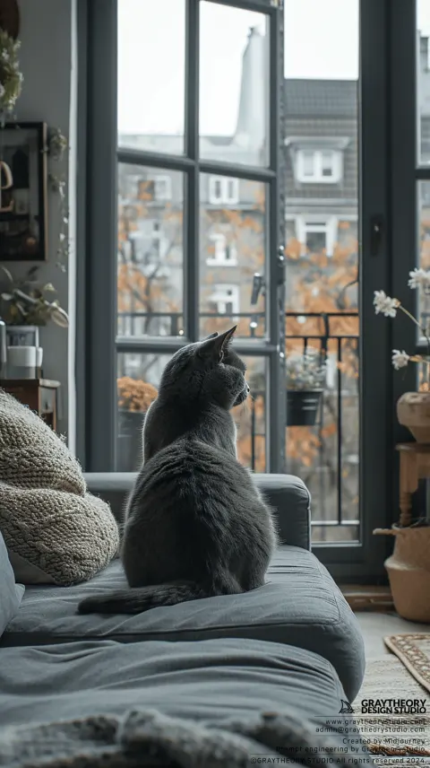 Minimalist Apartment Interior Persian Cat