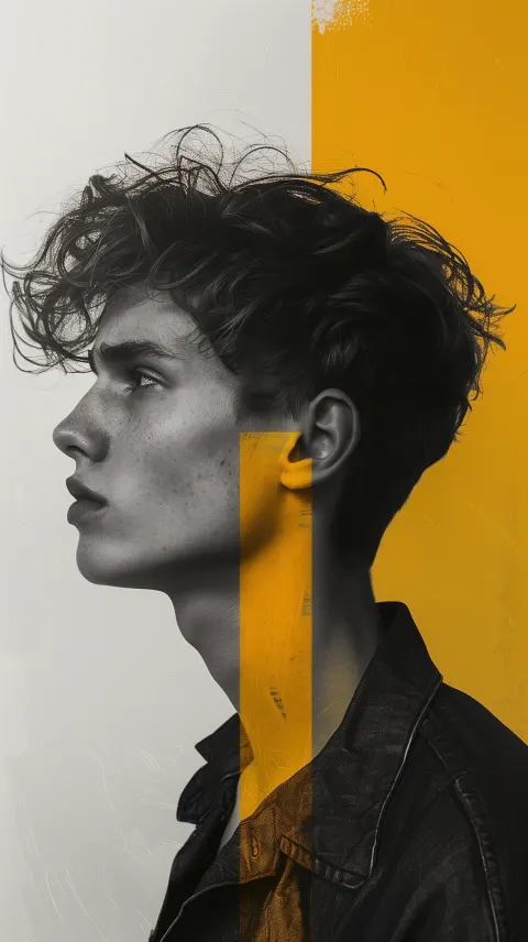 Abstract Man Yellow Geometric