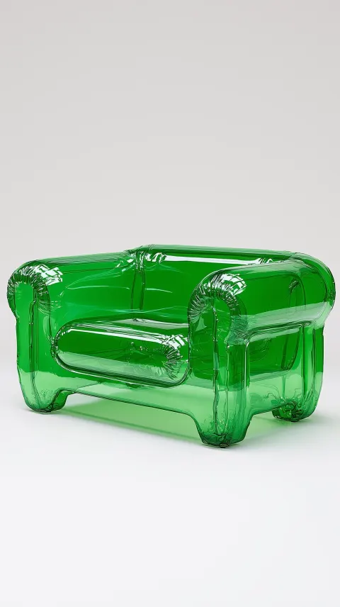 Transparent Green Vinyl Couch