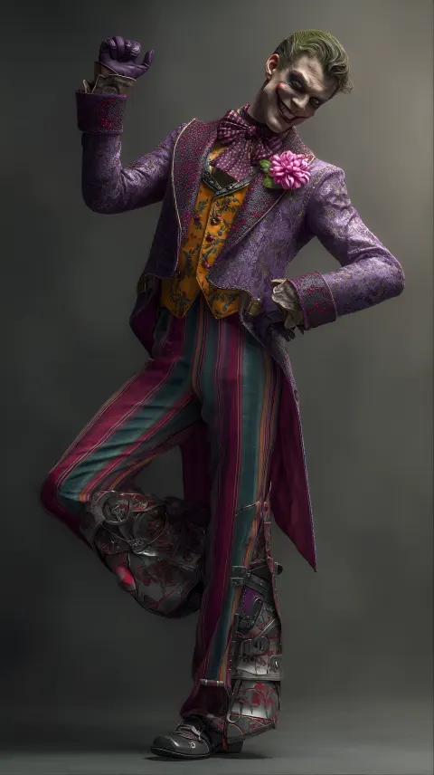 Theatrical Joker Character Playful Pose