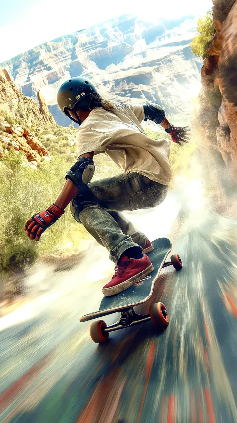 Skateboarder Mountain Speed Extreme