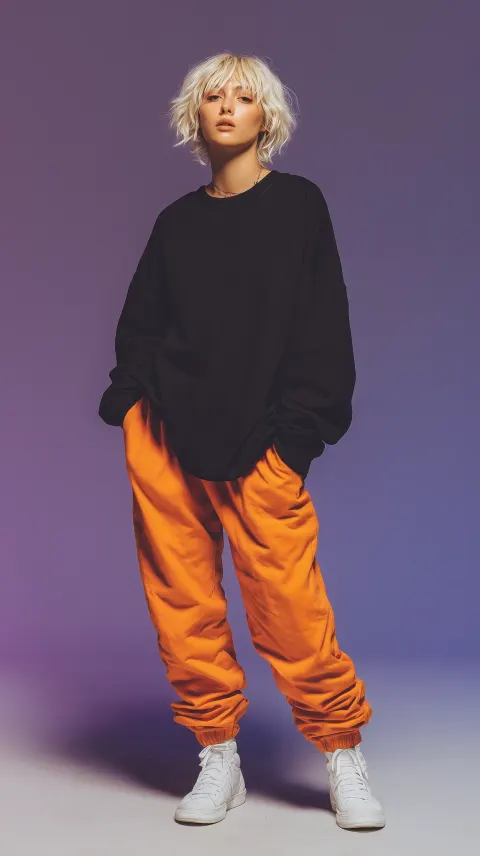 Female Model Streetwear Orange