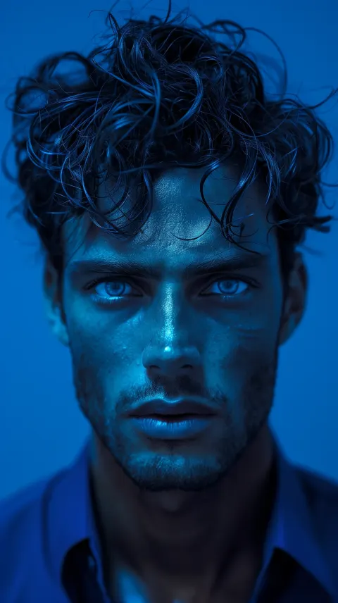Man Silhouette Blue Backdrop