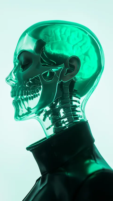 Woman Glowing Skull Neon Cyberpunk