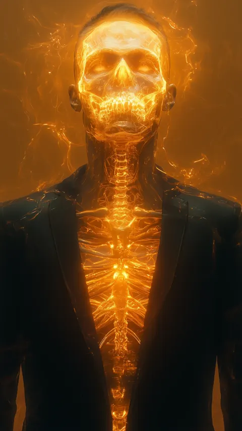 Man Glowing Skull Cyberpunk Neon