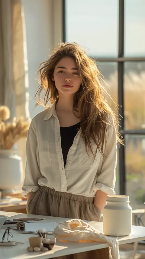 Modern Workspace Woman Designer Focused