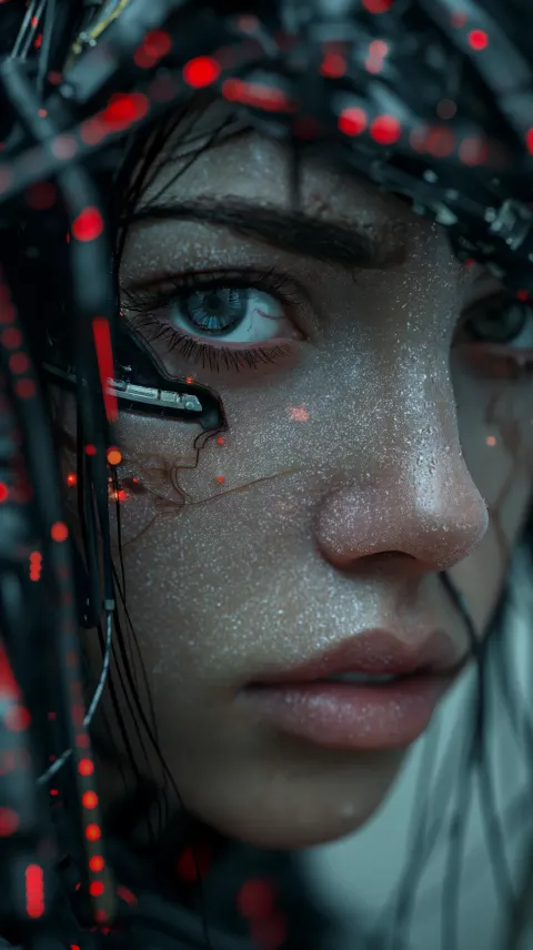 Hybrid Cyborg Face Dystopian