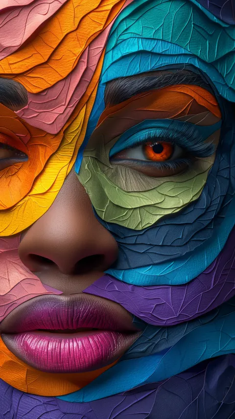 Woman Face Paper Textured 3D