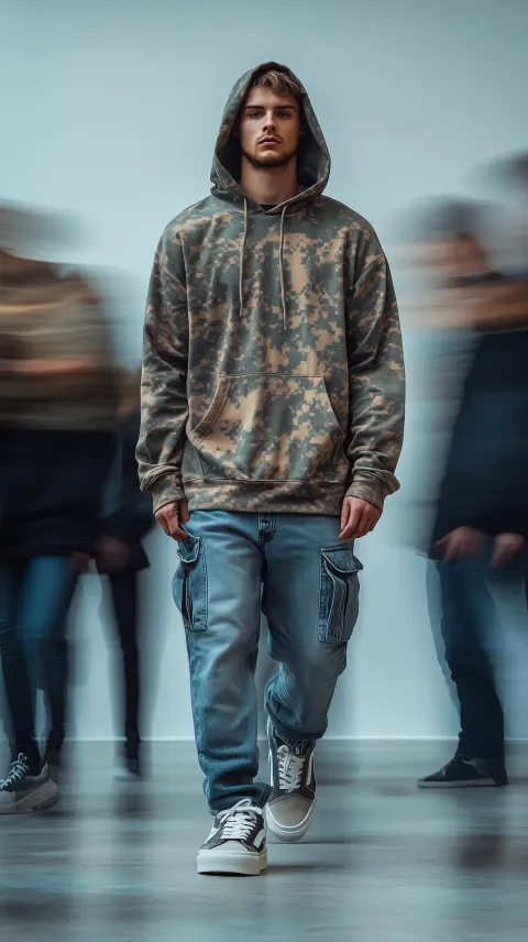 Male Model Motion Blur Camouflage