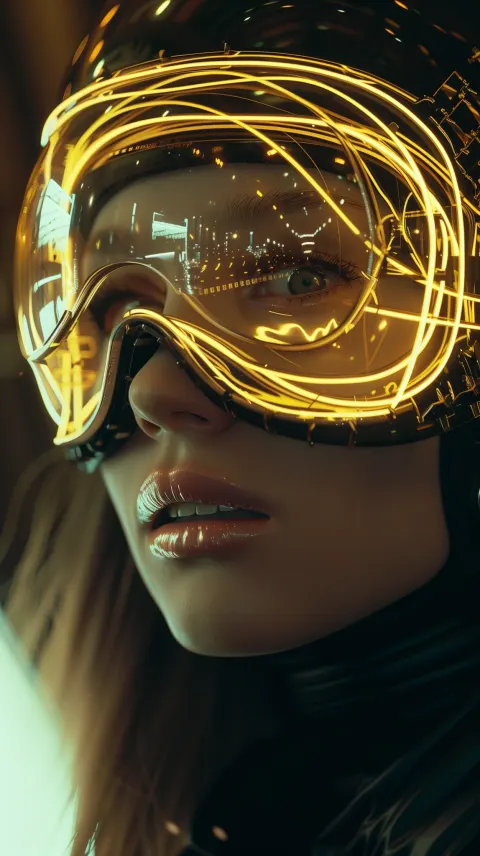 Woman Cyberpunk Helmet Glowing