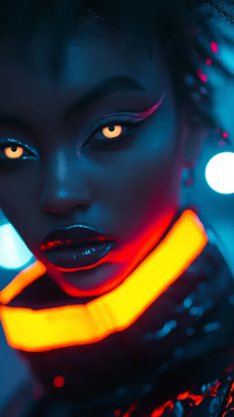 Edgy Model Neon Makeup Cyberpunk