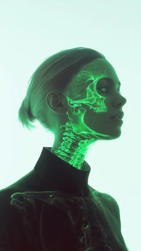 Neon Skull Woman Sci-Fi Portrait