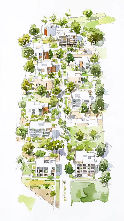Watercolor Urban Planning Architecture