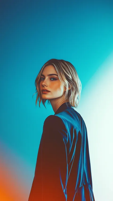 Female Model Blue Gradient Portrait