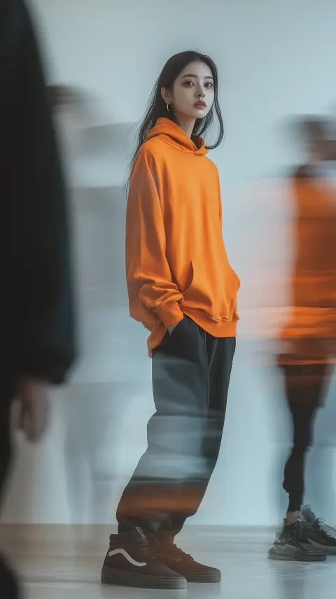 Female Model Motion Blur Streetwear