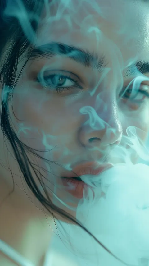 Woman Blue Smoke Portrait