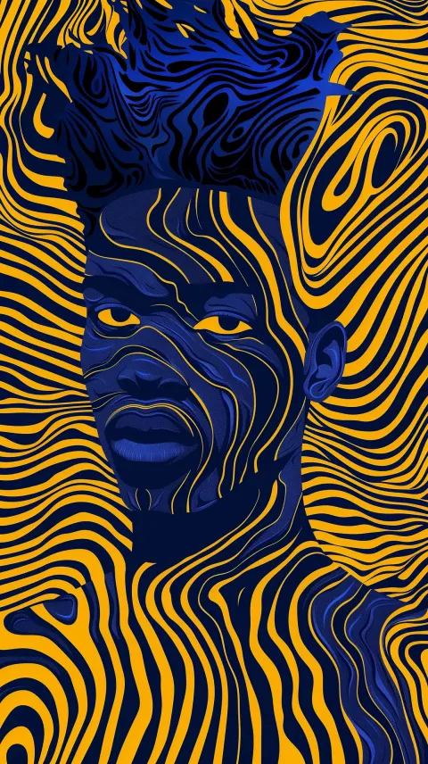 Black Man Yellow Eyes Illustration