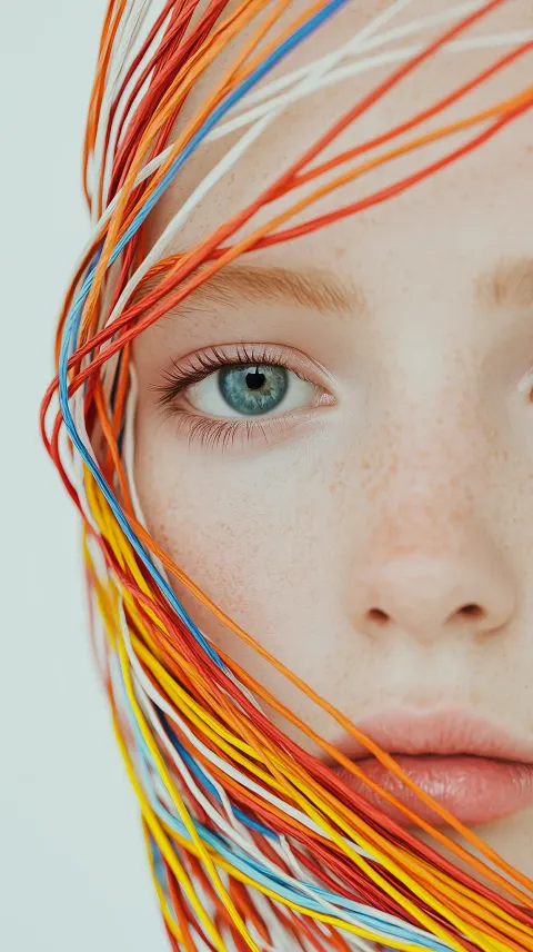 Woman Colorful Cables Portrait