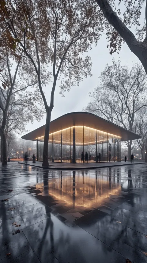 Minimalist Pavilion Curved Glass