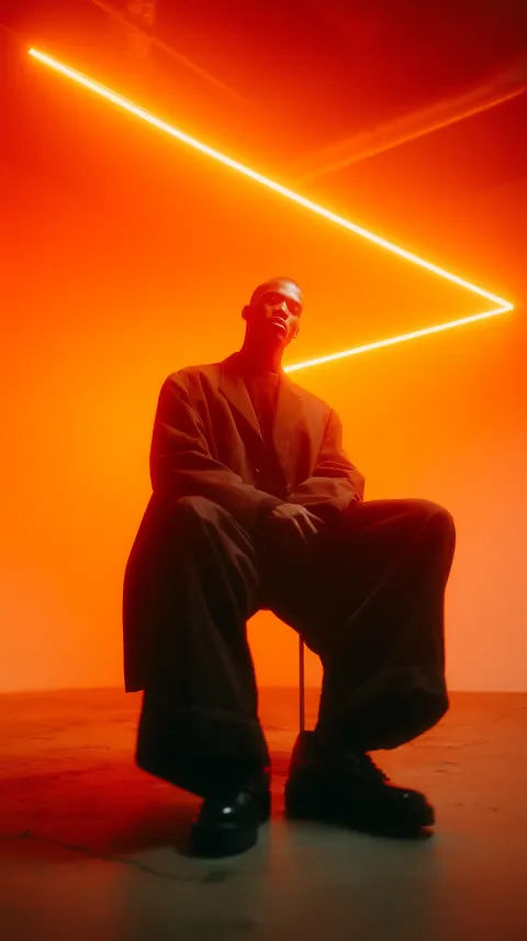 Male Model Neon Orange Streetwear