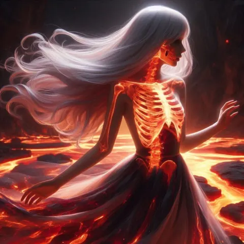 Mysterious Girl Surrounded by Magma