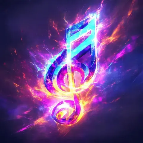 Electrifying Anime Music Logo in Fierce Color