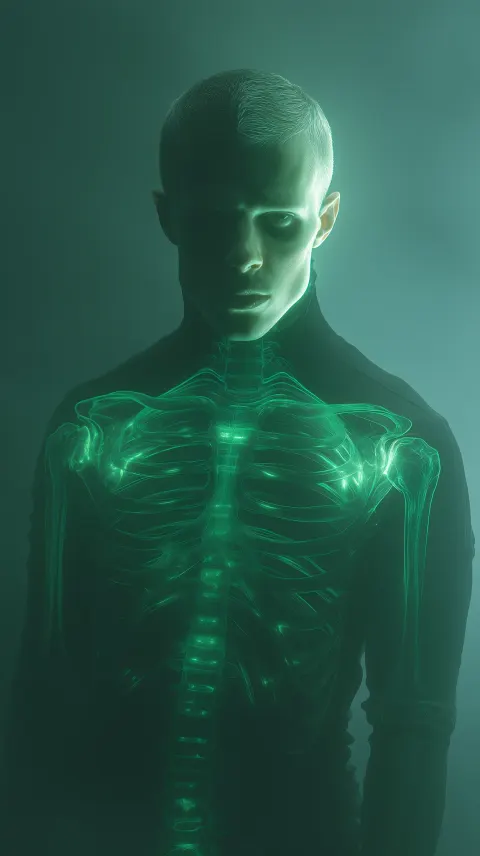 Man Skull Neon Green Surreal