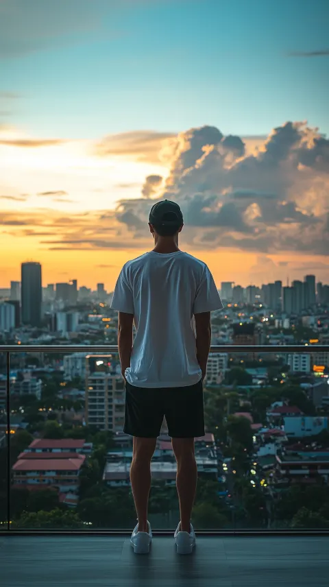 Male Model High-Rise Balcony