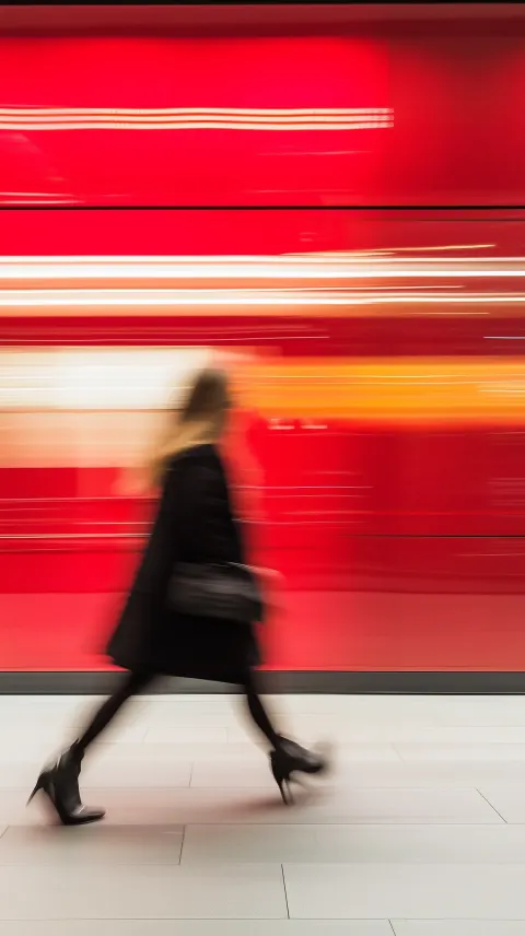 Woman Passing Rapid Red Line