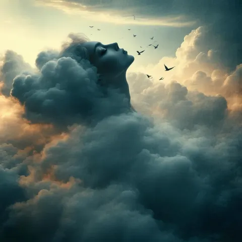Cloud Goddess With Tiny Birds on Film