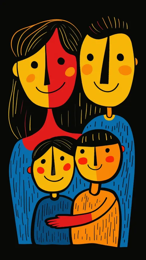 Family Illustration Bold Outlines