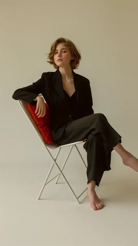 Woman Geometric Chair Minimalist Portrait