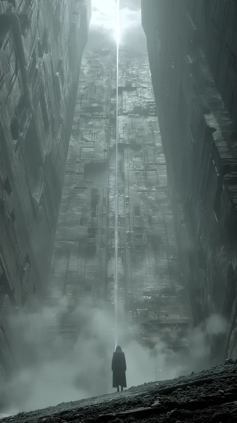 Lone Wanderer Vertical Cityscape Sci Fi