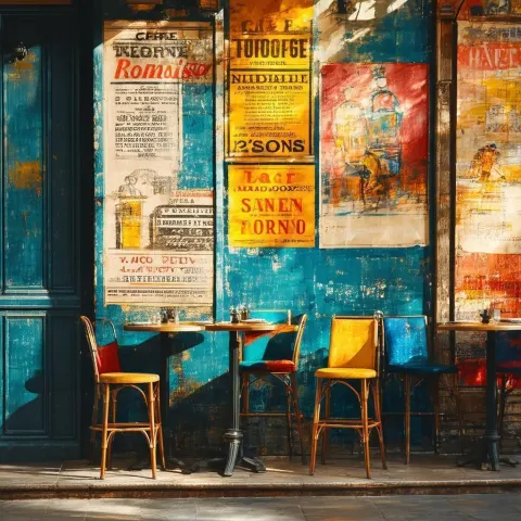 Impressionist Cafe Wall of Vintage Posters