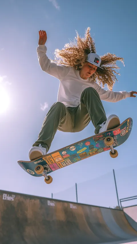 Female Skateboarder Airborne