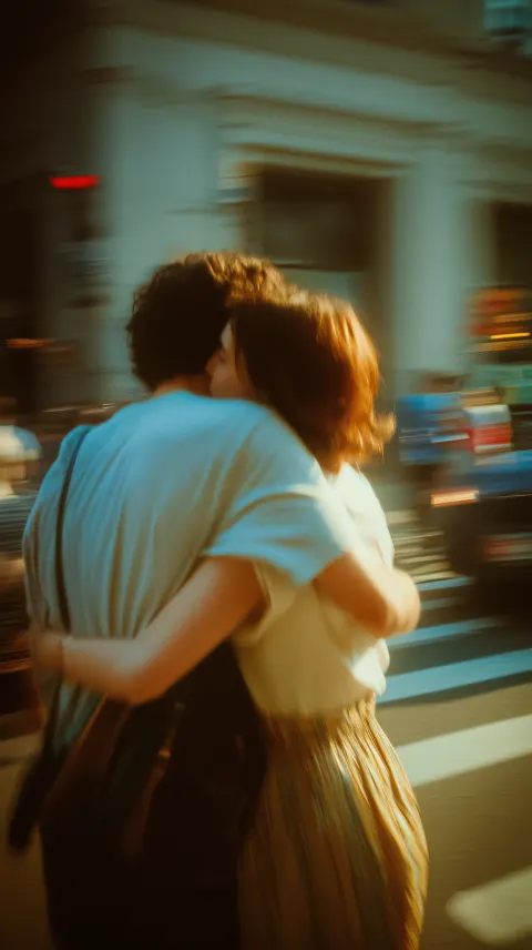 Couple Hugging Street Motion