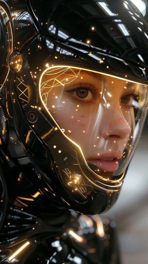 Woman Cyberpunk Golden Wires