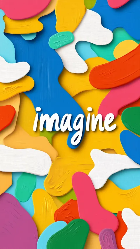 Imagine Typography Geometric Colorful Art